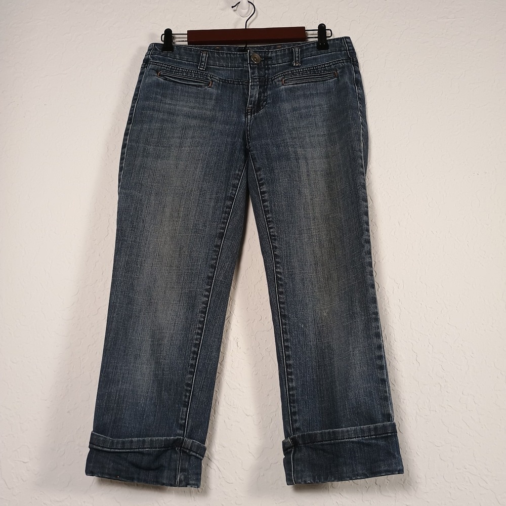 Ana‎ Women's Blue Denim Cuffed Cropped Jeans Size 4
